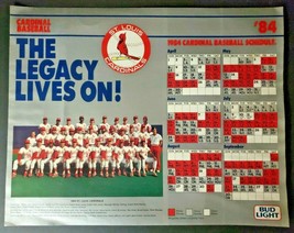 Vintage 1984 St Louis Cardinals Baseball Schedule Team Photo / Bud Light WS7C - $9.99