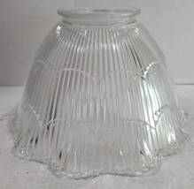 Vintage Clear Reeded Scalloped Glass Light Table Lamp Pendant Sconce Shade - $28.71