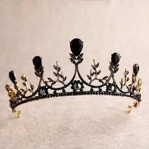 Black Crystal Crown Bride Headdress Wedding tiaras bridal hair Accessories - £14.67 GBP