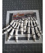 Ghoulish Production White Skeleton Bone Junior Hands Gloves Halloween  L... - £15.77 GBP