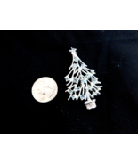 Silvertone  Christmas Tree with Rhinestones Brooch Pin - £7.74 GBP