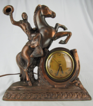 Vintage Bronze Figural Clock Ingraham Antique Electric Cowboy &amp; Horse Figural! - £171.89 GBP