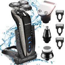 Electric Shaver Razor Waterproof with Nose Trimmer Sideburns Trimmer Fac... - £34.25 GBP