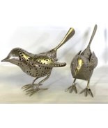 Set of 2 Pottery Barn Pierced Metal Bird Silver Holes Figurines Home Decor - $85.95 CAD