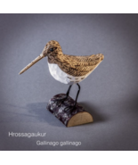 Hand Carved Wood Snipe from Icelandic Birch Wood - Gallinago Gallinago  - $1,677.21 MXN