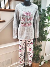 Holiday Time Women&#39;s Gray &amp; White Long Sleeve Top Shirt &amp; Trouser 2 Piec... - $35.00