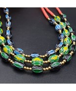 Superbe 3 colliers de perles de style vénitien chevrons pastèque - $106.82 CAD