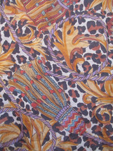 UZMA Featherweight Hand Rolled Silk Scarf Pakistan Tassel Acanthus Leopa... - $28.49