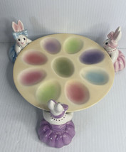 Fitz And Floyd Be-Bop Bunnies Easter Egg Holder Plate Multi-Color New In The Box - £14.20 GBP