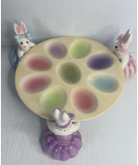 Fitz And Floyd Be-Bop Bunnies Easter Egg Holder Plate Multi-Color New In... - $17.77