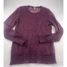 J. Jill Sweater Womens Medium Purple Plum Mohair Wool Blend Pullover Lig... - $24.48