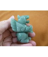 (Y-LIO-GA-709) Green aventurine Roaring LION GARGOYLE gemstone statue my... - £18.35 GBP