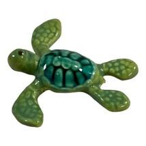 Vintage Artisan Mini Green Sea Turtle Pottery Trinket Charm Figurine 1.75” Long - £14.93 GBP
