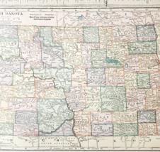 1917 North Dakota State Map Antique Atlas Of The World WW1 Era US DWUU1A - $554.45 MXN