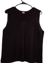 Eileen Fisher Large Dark Brown Wool Tank Knit Italian Yarn Casual Summer - £23.42 GBP