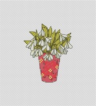 Snowdrops cross stitch spring flowers pattern pdf - Floral Vase embroidery mini  - $2.99