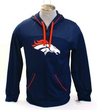 NFL Team Apparel Blue Denver Broncos Zip Front Hooded Jacket Hoodie Men&#39;... - $67.49