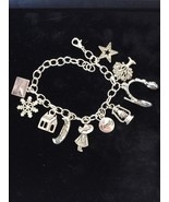 Book, Theme, Shack, Silver Plated Bracelet, Pewter Charms, 8&quot; long TS1 - $15.95