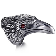 Stainless Steel Eagle Ring For Men Blood Red Crystal Eye Punk Style Men&#39;s jewelr - £8.61 GBP