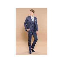 Men 3pc European Vested Suit WESSI by J.VALINTIN Extra Slim Fit JV17 Navy Blue image 11