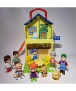 Lot of Cocomelon Pop n&#39; Play House 7 Family Figures Pig Dog Table 2Chair... - $22.95