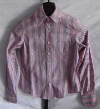 Faconnable Pink Purple Striped Button down Shirt Misses Size XS Cotton B... - £15.47 GBP