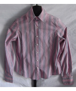 Faconnable Pink Purple Striped Button down Shirt Misses Size XS Cotton B... - £15.73 GBP