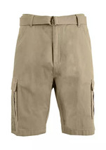 Original Blu Rock Belted Cargo Shorts Flat Front Khaki-36 - $24.99