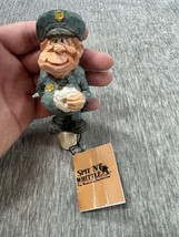 Vintage Spit N Whittle Bottle Sergeant McDunkin Wine Cork Carved Police ... - $29.69