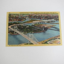 Linen Postcard New York City Triborough Bridge Suspension From Astoria Vintage - £4.73 GBP