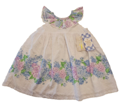 Tommy Bahama Dress Girls 4/5 Ruffled Sleeveless Clipped Swiss Dot Garden Floral - £22.59 GBP