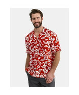 George Men&#39;s Relaxed Button Front Camp Shirt LARGE (42-44) Red Hibiscus ... - $367.32 MXN
