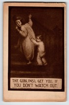Halloween Postcard The Goblins Will Get You Children Staircase 134 Ullman 1907 - $46.55