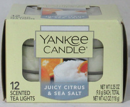 Yankee Candle 12 Scented Tea Light T/L Box Candles Juicy Citrus &amp; Sea Salt - £16.45 GBP
