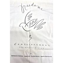 Vtg 90s Graphic T 100% Cotton  T- Shirt White Sz L Freedom Heroic Vision - $61.20