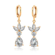 Crystal &amp; 18K Gold-Plated Flower Teardrop Earrings - £11.12 GBP