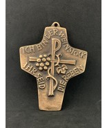 “I Am Vine, You Withe” Massive Vintage Catholic Church Cross Bronze Hand... - $38.22