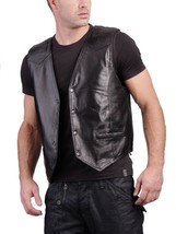 Lambskin Vest Coat Leather Waistcoat Black Jacket Classic Western Button... - $2,143.75 MXN+