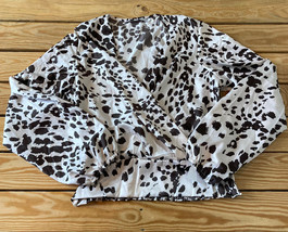 andrea collection NWT women’s Patterned cross front blouse size L bone black L4 - £12.11 GBP