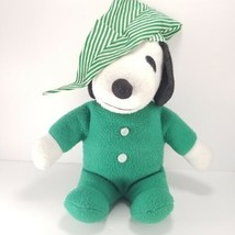 Sitting Peanuts Snoopy Plush Green Pajamas Night Cap Charlie Brown Dog S... - £12.58 GBP