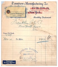 Antique Invoice Dennison Manufacturing Tags New York City 1910 - $24.74