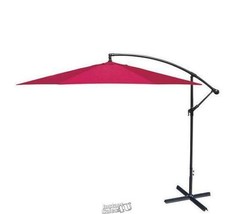 Offset Umbrella Red Weather-Resistant Polyester Canopy Steel Patio Table Sun - £105.18 GBP