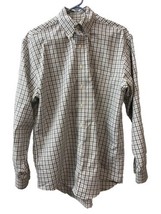 Brooks Brothers Button Down Shirt Mens Side  M Blue Plaid Collared Work ... - £11.77 GBP