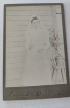 Vintage Cabinet Card Young Girl in White Dress Ouradnik in Kewaunee, Wisconsin - £14.03 GBP