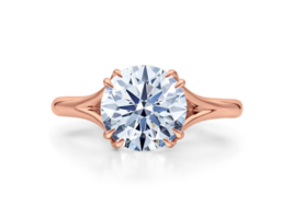 Certified 1.50Ct Round Cut Moissanite Real 14k Rose Gold Women Engagement Ring - £439.94 GBP