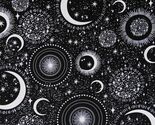 Cotton Glow in the Dark Moons Stars Night Black Fabric Print by Yard D47... - $16.95