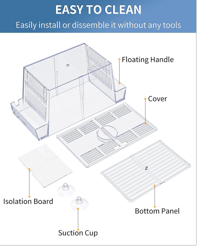 Pawfly Aquarium Fish Breeding Box Acrylic Hatchery Incubator Tank with Suction C Item image 7