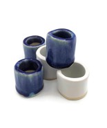 5Pc Large Hole Blue Tube Beads, 35mm Long Handmade Ceramic Macrame Artis... - £42.29 GBP