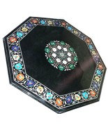 Black Marble Dining Table Top for Hotel Area Decor Shiny Semi Precious S... - $801.00+