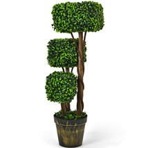 Costway 36 Inch Artificial Boxwood Topiary Tree UV Protected Indoor Outdoor - £100.71 GBP